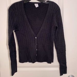 GAP Stretch Cardigan, black, size XS.